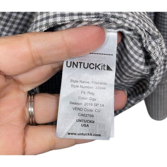UNTUCKit Shirt Mens Size Medium Tan Plaid Long Sleeve Button Up Frizzante‎ Adult - Picture 8 of 12